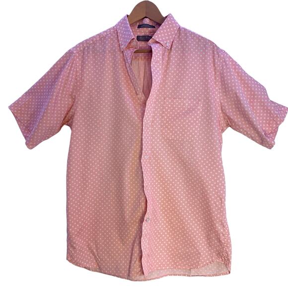 Daniel Cremieux Short Sleeve Button Down, Orange White Print, Men's M - Picture 1 of 9